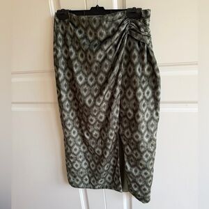 Zara Geometric Patterned Pencil Skirt in Olive